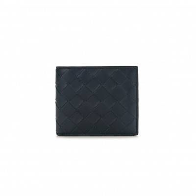 BOTTEGA VENETA NAPPA INTRECCIATO BI FOLD WALLET DENIM YELLOW  (11*9*1cm)